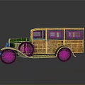 Vintage Green Front Car With Wooden Body And Classic Design Details