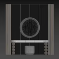 Elegant Dressing Table With Round Mirror White Countertop Wooden Legs And Beige Stool
