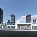 Modern High-Rise Residential Buildings Exterior Design With Greenery Blue Sky And White Clouds