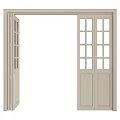 Light Colored Folding Doors With Glass Panels And Frame For Interior Use 3d model