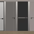 Modern Interior Swing Doors Featuring Different Colors Vertical Stripes and Frosted Glass for Home Office