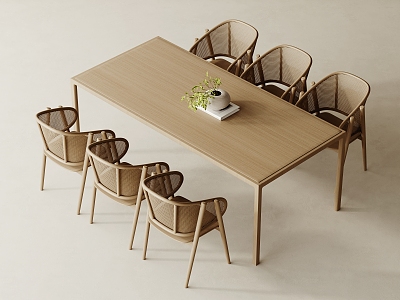 Modern Dining Table and Chair Combination 3d model