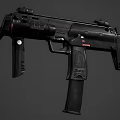 Modern Black Submachine Gun With Red Light Muzzle Tactical Grip And Picatinny Rail 3d model