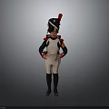 Napoleon Soldier Character With Eagle Mascot Standing In Historical Military Uniform