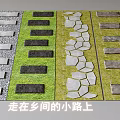 Natural Stepping Stones On Country Path With Lush Green Grass And Rural Design