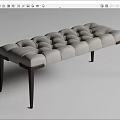 Elegant Beige Tufted Sofa Bench With Dark Wooden Legs And Comfortable Cushion