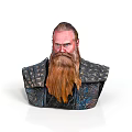 Detailed Male Bust Sculpture With Long Orange Beard And Intricate Patterned Clothing
