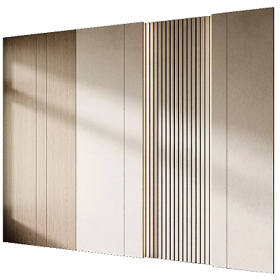 Modern Luxury Interior Wall With Light Wooden Texture And Vertical Stripes Design 3d model