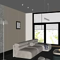 Modern Living Room Decorative Ornament Set With Sofa Wall Art And Floor Lamp
