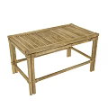 Natural Bamboo Coffee Table with Slatted Top Simple Structure and Functional Design 3d model