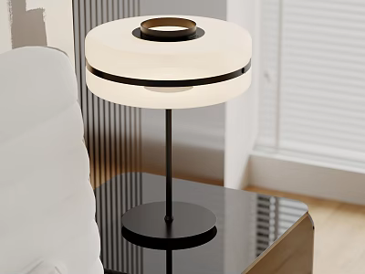 Stylish Modern Table Lamp With White Shade Black Base And Circular Design For Interior Decor 3d model