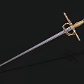 Antique Decorative Sword With Golden Hilt Ornate Handle And Silver Blade