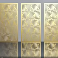 Three Decorative Flush Doors With Wavy Patterns In Gold And Green Tones
