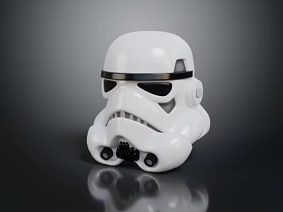 White Stormtrooper Helmet With Black Visor And Reflective Surface Design 3d model