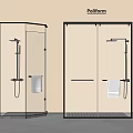 Modern Shower Sauna Design With Glass Doors Black Frames Marble Floor And Towel