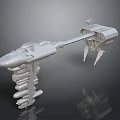 Futuristic SciFi Spaceship Model With Detailed Structure Antenna And Weapon Systems