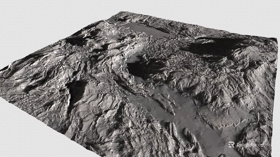 3D Natural Terrain Model Showcasing Mountainous Valleys Textured Surface And Geographical Features 3d model 