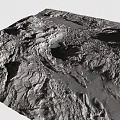 3D Natural Terrain Model Showcasing Mountainous Valleys Textured Surface And Geographical Features