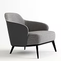 Modern Gray Fabric Single Sofa With Curved Armrests And Black Legs