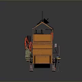 Orange Mobile Food Cart With Red Mechanical Arms And Tracked Base