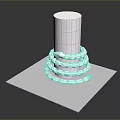 Silver Snake Coiled Around White Cylindrical Pillar On White Square Platform With Dark Background