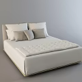 Modern Double Bed with Light Colored Mattress Wooden Frame and Pillows
