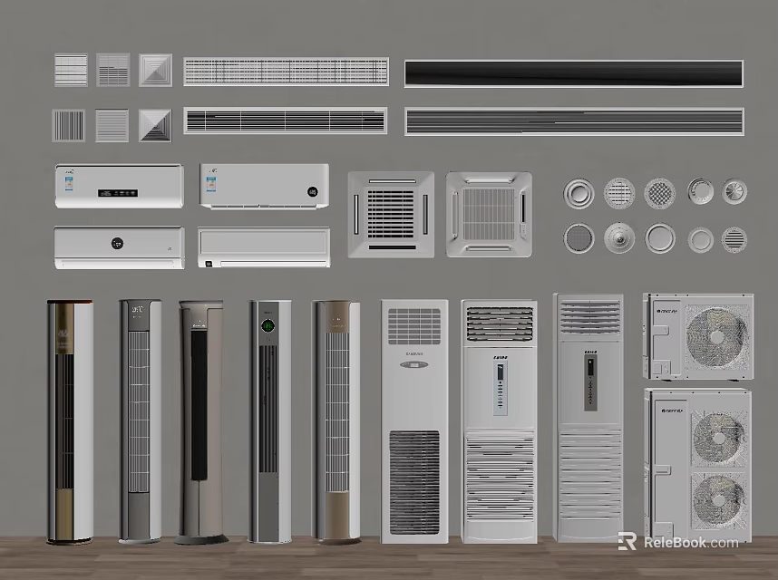 Different Types of Air Conditioners and Fans with Modern Designs for Home Cooling 3d model 