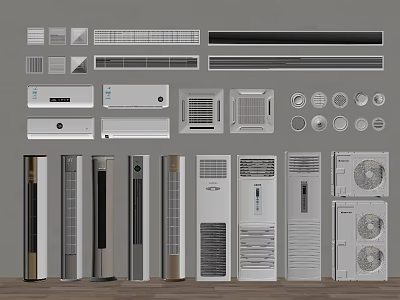 Different Types of Air Conditioners and Fans with Modern Designs for Home Cooling 3d model