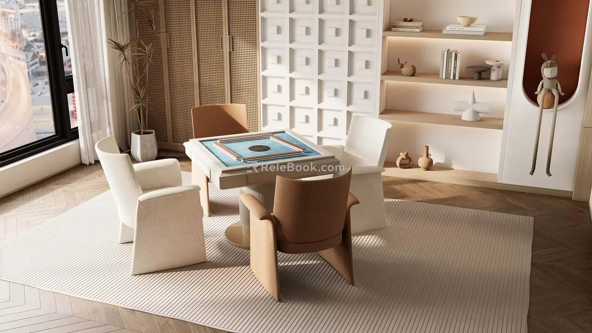 Modern Simple Mahjong Table and Chair Chess and Card Room Table and Chair Entertainment Table and Chair 3d model