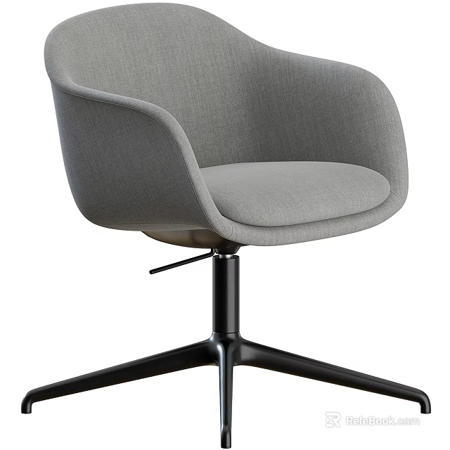 Modern Gray Fabric Office Chair With Swivel Base And Comfortable Seat Design 3d model 