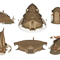 Traditional Tribal Style Thatched Roof Houses With Various Architectural Designs And Shapes