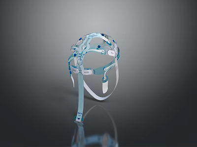 Blue Transparent Tactical Helmet With White Straps For Military Combat Gear 3d model