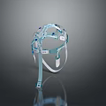 Blue Transparent Tactical Helmet With White Straps For Military Combat Gear