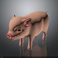 Cute Pink Piglet Standing on Dark Background with Reflection 3d model