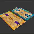 Two Basketball Courts Featuring Lakers Logo Blue And Yellow Purple Surface Design