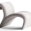 Modern Curved Lounge Chair With Upholstered Fabric Design And Sleek Beige Color