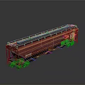 Red BNSF Freight Train Car With Metal Roof Design And White Logos
