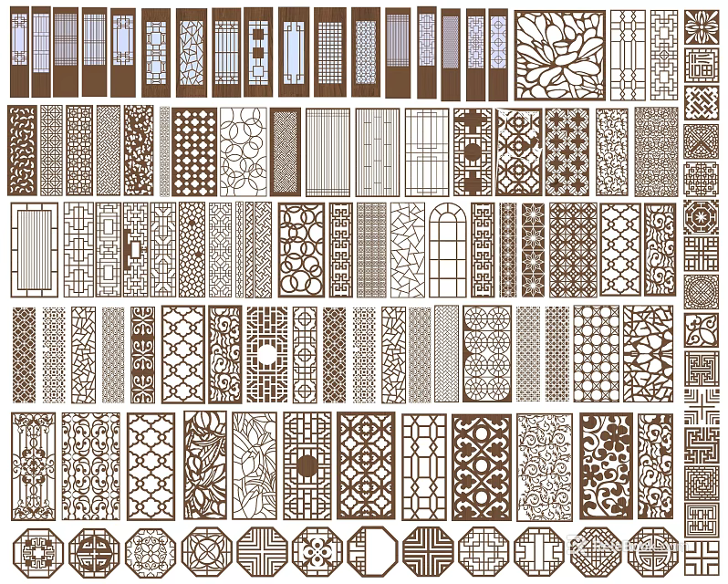 Various Decorative Room Dividers With Intricate Patterns And Diverse Design Styles 3d model