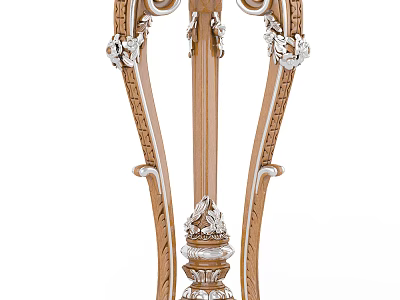 Classic Wooden Side Table With Ornate Carved Details And Silver Accents 3d model