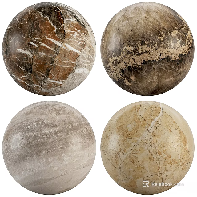 Marble Sphere Decorative Components With Varied Natural Stone Textures And Colors 3d model 