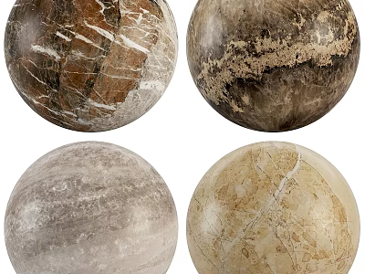 Marble Sphere Decorative Components With Varied Natural Stone Textures And Colors 3d model