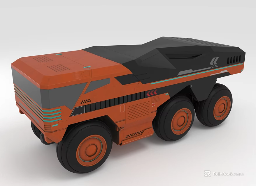 Modern Heavy Duty Transport Truck With Orange Black Exterior And Large Wheels 3d model 