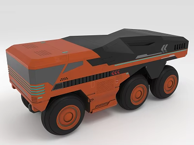 Modern Heavy Duty Transport Truck With Orange Black Exterior And Large Wheels 3d model