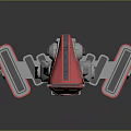 Futuristic Interstellar Spaceship 3D Model With Red And Gray Sections And Aerodynamic Structure