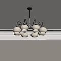 Elegant Modern Chandelier With Six White Ceramic Shades And Wooden Frame Ceiling Lighting Fixture