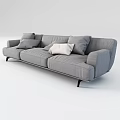 Modern Upholstered Light Gray Three Seater Sofa With Plush Pillows And Black Legs 3d model