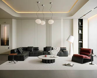 Cream Style Living Room Sofa Coffee Table Combination Single Casual Chair Sofa Stool Sofa Background Wall Chandelier Floor Lamp Fireplace Book Jewelry Ornaments 3d model