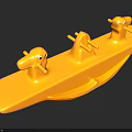 Yellow Toy Boat With Three Animal Head Shapes For Kids Play