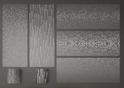 Punched aluminum plate luminous panel hollow wall 3d model