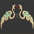 Luxury Gold Crown Jewelry with Golden Snakes Green Leaves and Red Heart Gemstone